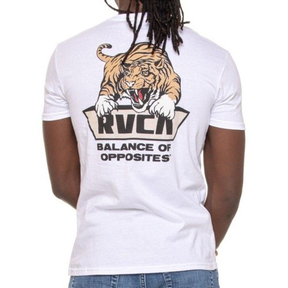 RVCA Tee Mens XXL White Graphic Logo Cotton Jersey Balance Of Opposites Skater
